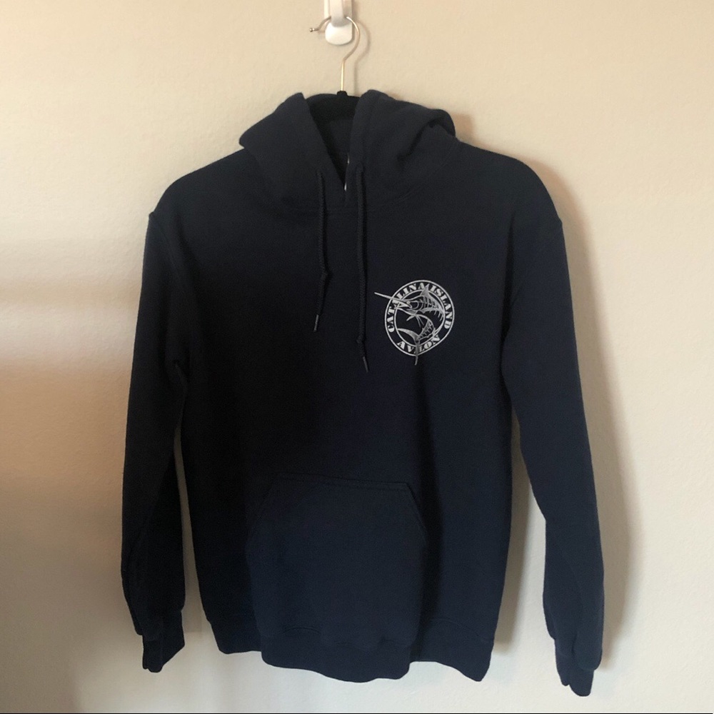 navy blue catalina island sweatshirt